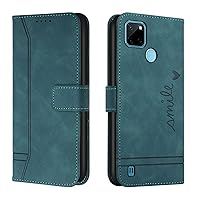 Cellphone Flip Case Compatible with Oppo Realme C21Y Wallet Case ,Shockproof TPU Protective Case,PU Leather Phone Case Magnetic Flip Folio Leather Case Card Holders Protective Case ( Color : Green )