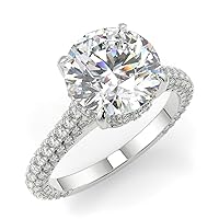 3CT Round Colorless Moissanite Engagement Ring Wedding Bridal Ring Set Eternity Antique Vintage Solitaire Hidden Halo Dainty Statement Minimalist Promise Anniversary Ring Gift Her