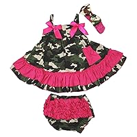 Petitebella Hot Pink Camouflage Halter Swing Top Bloomer Baby Outfit Nb-24m