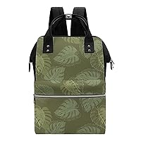 Monstera Palm Leaves Casual Travel Laptop Backpack Fashion Waterproof Bag Hiking Backpacks Black-Style