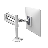 Ergotron – LX Premium Monitor Arm, Single Monitor Desk Mount – fits Flat Curved Ultrawide Computer Monitors up to 34 Inches, 7 to 25 lbs, VESA 75x75mm or 100x100mm – Tall Pole, White