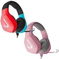 Orzly Gaming Headset Bundle - Nakuru Pink & Tanami Neon Red/Blue