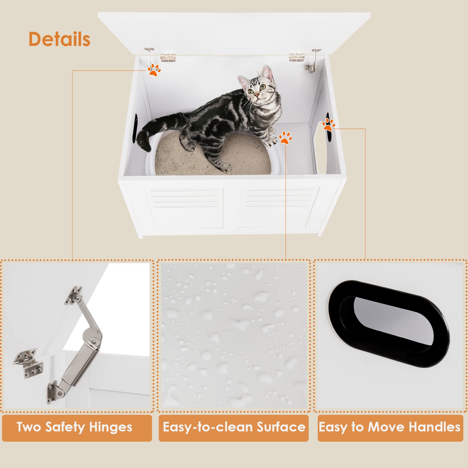  DINZI LVJ Litter Box Enclosure, Cat Litter House with