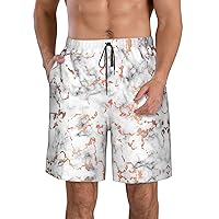 Marble Texture Copper Splatter Print Men's Beach Shorts Hawaiian Summer Holiday Casual Lightweight Quick-Dry Shorts