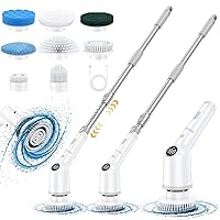 EVEAGE Electric Spin Scrubber, 2024 New Cordless Shower Scrubber, 9 Replacement Heads,Shower Cleaning Brush with 3 Adjustable Speeds and Adjustable Extension Handle,Power Shower Scrubber,Long