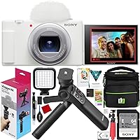 Sony ZV-1 II Vlog Camera with 4K Video & 20.1MP for Content Creators and Vloggers White ZV-1M2/W Bundle with ACCVC1 Kit Including GP-VPT2BT Tripod/Grip + Deco Gear Case + LED +64GB Card & Accessories