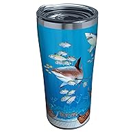 Tervis Triple Walled Guy Harvey Insulated Tumbler Cup Keeps Drinks Cold & Hot, 20oz - Stainless Steel, Shark Collage