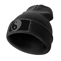 Yin Yang Karma Symbol Knit Hat Warm Beanie Cap Cuffed Soft Skull Cap Winter Hats for Men and Women