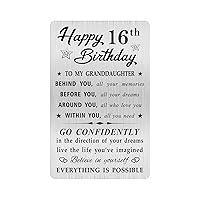 Granddaughter 16th Birthday Card, Happy 16 Birthday Granddaughter Gifts Ideas, Small Engraved Wallet Card