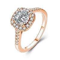 UFOORO Rings for Women, Promise Rings for Her, Christmas Gifts, Engagement Rings for Women Solitaire Crystal Wedding Rings for Her Fake Diamond Ring Christmas Gifts for Her