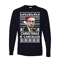 Christmas is Cancelled Santa Michael Scott Office Ugly Christmas Mens Long Sleeves