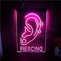 Piercing Neon Signs Ear Ornaments Decor Beauty Shop LED Neon Signs Beauty Salon Home Decor Ears Neon New Year Wall Wedding Bedroom 3D Night Light with Dimmable Switch,Pink,11.8