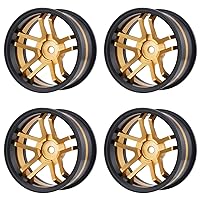 Set of 4 Metal Aluminum RC Car Wheels Rims for 1/10 Scale On Road Touring Drift Car Compatible with Flying Fish 94123/Pro Redcat Lightning EPX Tamiya TT02 TT01 HPI RS4 Kyosho Sakura D4/C5/XIS 