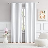DUALIFE Pure White Curtains 84 Inches Long, Light Blocking Back Tab and Rod Pocket Curtains for Sliding Door, White Bedroom Panels,52 by 84,2 Pieces