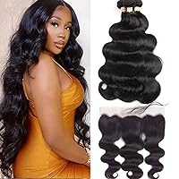 Body Wave Bundles with Free Part Frontal (18 20 22 24 +16 inch) Human Hair