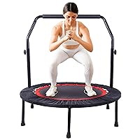 Mini Exercise Trampoline Foldable 40” Fitness Trampoline with Adjustable Foam Handle Max Load 330lbs Fitness Rebounder for Adults Indoor Outdoor Workout