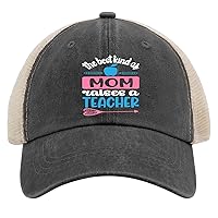 The Best Kind of Mom Raises A Teacher Hat Men Hat AllBlack Womens Trucker Hat Gifts for Grandpa Cycling Hat