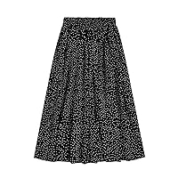 Milumia Women's Vintage Printed A Line High Waist Flare Flowy Casual Midi Skirts