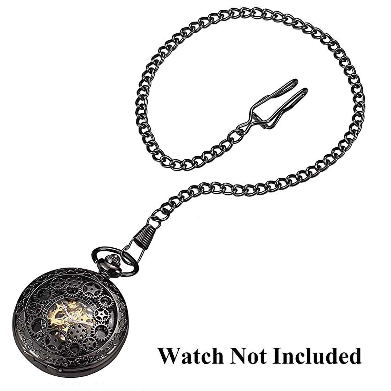 Clip Pocket Watch Chain Watch Vintage Metal Alloy Chain Accessory for Your Pocket Watch (Black/Silver/Bronze/Gold)