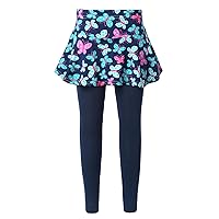 Kids Girls Stretchy Footless Pants Leggings Attached Sunflower A-line Skirt Set Gym Yoga Outfit for 3-10 Years