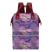 Fansty Horses Travel Backpacks Multifunction Mommy Tote Diaper Bag Changing Bags