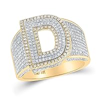 10kt Two-tone Gold Mens Round Diamond Initial D Letter Ring 1 Cttw