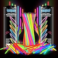 PCA 100 PCS 11 Inch Glow Sticks Bulk, Ultra-Bright Party Supplies kit with Connectors, Multi Use Colourful Glowsticks Party Decorations, Waterproof Nontoxic, Neon Bracelets Necklaces