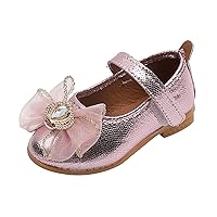 Summer and Autumn Fashion Girls Casual Shoes Solid Color Mesh Bow Rhinestones Flat Lightweight Dress Toddler Shoes 4c