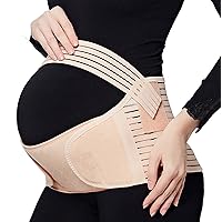 ChongErfei Maternity Belt Pregnancy, Waist Abdominal Back Belly Band Support Brace, Beige,L Fit Ab 39.5