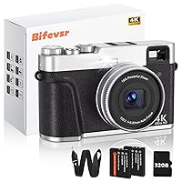 4K Digital Camera with SD Card, 48MP Vlogging Camera with Viewfinder Flash Dial, Camera for Photography and Video Autofocus, Portable Travel Camera, 16X Zoom Anti-Shake Small Digital Camera