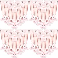 150 Pcs Champagne Flutes Plastic, Clear Disposable Champagne Flutes Crystal Champagne Flutes Plastic Wine Glasses for Wedding Toasting Flutes Party Cocktail Cups (Pink)