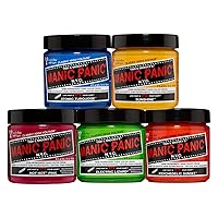 MANIC PANIC Hot Hot Pink Bundle with Electric Lizard Green, Atomic Turquoise, Psychedelic Sunset Neon Orange and Sunshine Yellow Hair Dye