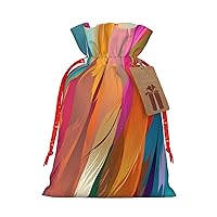 BTCOWZRV Rainbow Color Christmas Gift Bag with Drawstring Christmas Wrapping Bags Xmas Gift Bags Sack Bags Xmas Package Storage Bag Wrapping Sacks Pouches Xmas Party Holiday Gift Bags