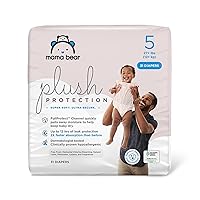 Amazon Brand - Mama Bear Plush Protection Diapers - Size 5, 31 Count, Hypoallergenic Premium Disposable Baby Diapers, White and Cloud Dreams