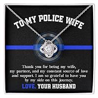 To My Police Wife Necklace, Wife Love Knot Necklace From Husband, Wife Jewelry Gift, Anniversary, Mother's Day Gift For Police Wife, Love Behind The Blue Line.