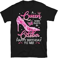 Women a Queen was Born in October Happy Birthday to Me T-Shirt, October Queen, October Girl Birthday Gift, Butterfly Birthday Girl