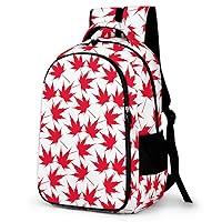 Canada Red Maple Leaves Backpack Double Deck Laptop Bag Casual Travel Daypack for Men Women