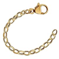 CLEVER SCHMUCK Golden Extension Chain Approx. 6.5 cm Shiny with Spring Ring Clasp 925 Sterling Silver Gold-Plated in Folding Box, Glossy, without stone