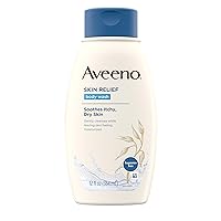 Aveeno Skin Relief Fragrance-Free Body Wash with Oat to Soothe Dry Itchy Skin, Gentle, Soap-Free & Dye-Free for Sensitive Skin, 12 fl. oz (Pack of 2)