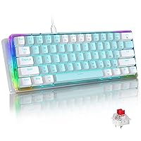 E-YOOSO 60% Mechanical Keyboard, RED Switches Mechanical Gaming Wired Keyboard with RGB Backlit, Ultra-Compact 60 Percent Computer Keyboard for Windows, Mac OS (Blue White)
