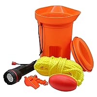 SeaSense Boat Bailer Safety Kit – Dry Storage for Emergency Gear, 1.5 Liters – Includes 50’ of Rope, Float Buoy, Whistle & Flashlight – Great for Small Boats, Pontoons, Kayaks & Fishing Vessels