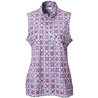 Greg Norman Gn Collection Women's Mosaic Tile Print Sleeveless Golf Polo, Formerly Known As Purple L