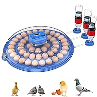 52 Egg Incubators for Chickens, Egg Candler, Automatic Egg Turner, Automatic Water Adding, Farm Poultry Egg Incubators for Hatching Chickens Goose Quail Duck (Patent Design)