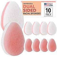 10 Pack Dual Sided Thick Facial Sponge for Daily Deep Cleansing, Gentle and Regular Exfoliating - Buff Facial Sponge Pads for Removing Dead Skin, Dirt, and Makeup - Made in USA (Normal to Oily)