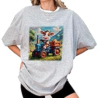 DuminApparel Highland Cow Country Farm Cow Boy Funny, Monster Truck Green T-Shirt, Boys and Girls Gift T-Shirt