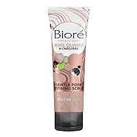 Bioré Rose Quartz + Charcoal Gentle Pore Refining Scrub, Pore Minimizing Facial Scrub, 4 Ounce, Oil Free, Dermatologist Tested, Non-Comedogenic, Cruelty Free, Vegan Friendly