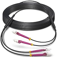 100 Feet (30 Meters) Armored OM4 LC to LC Fiber Patch Cables, 10gb/40gb/100gb Multimode LC Fiber Optic Cable Indoor/Outdoor, Duplex MMF 50/125μm LC, LSZH Black OD-3.0mm, Length Options: 5m~500m