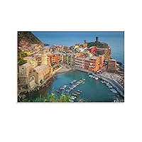 Posters Mediterranean Landscape Wall Art Five Fishing Villages Coastal Wall Art Canvas Art Poster Picture Modern Office Family Bedroom Living Room Decorative Gift Wall Decor 08x12inch(20x30cm) Unfr