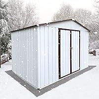 8x6 FT Outdoor Storage Shed, Large Metal Tool Sheds, Steel Utility Tool Shed Heavy Duty Storage House with Lockable Doors & Air Vent for Backyard Patio Lawn to Store Bikes, Tools, Lawnmowers