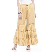 Women Sharara Pant Cream Color Palazzo Pant Ethnic Beach Wear Baggie Party Wear Trouser Pant Plus Size